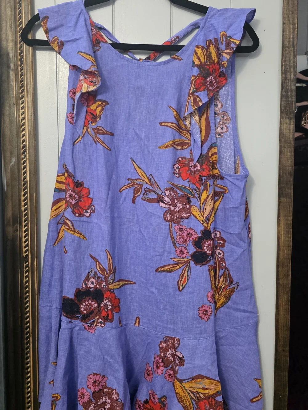 Free People Never Wore. Lavender Floral Ruffle Tunic Mini.